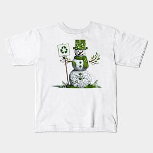 Eco Snowman: Advocate for a Green Winter Kids T-Shirt